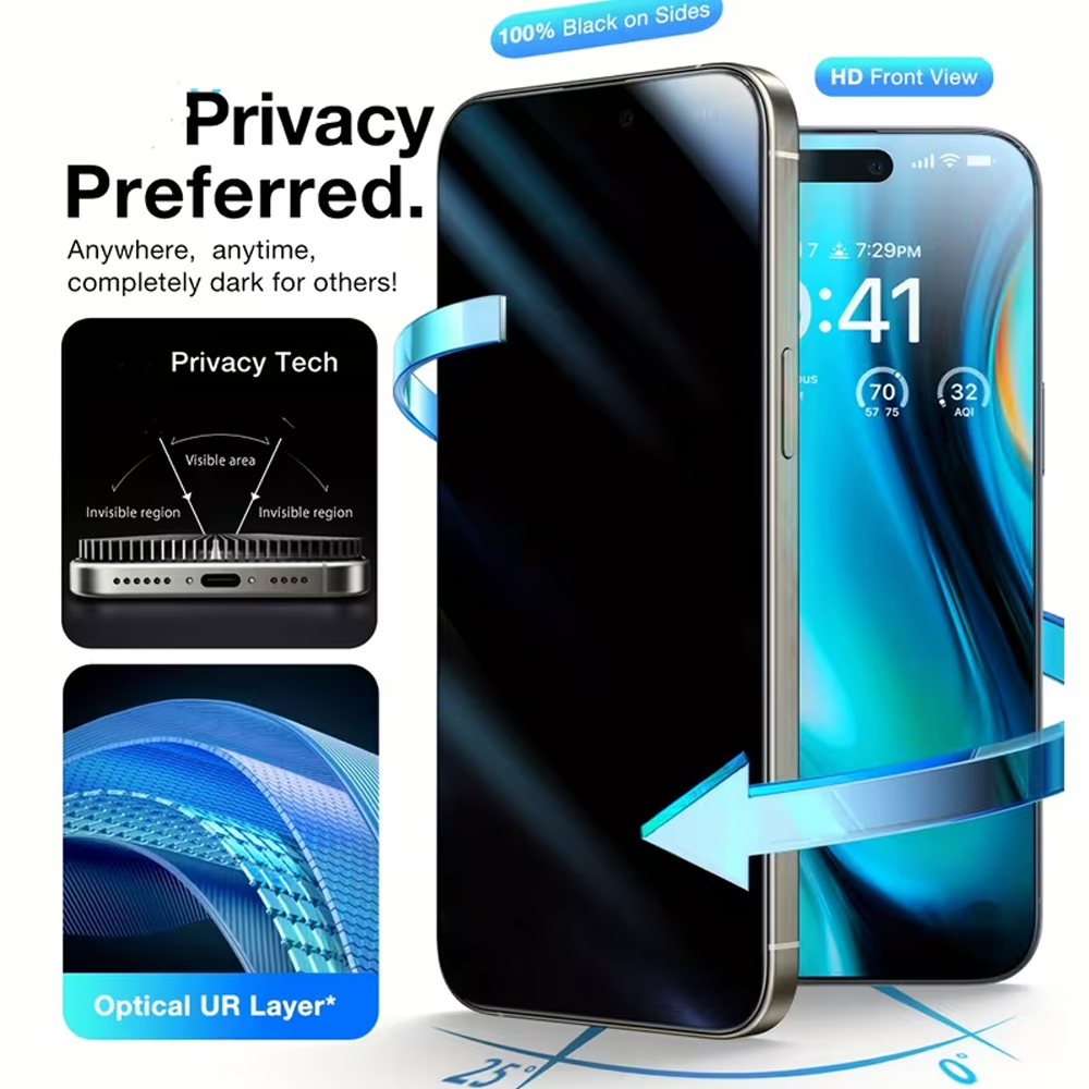 Anti Peek Privacy Tempered Glass - 1-3 Adet iPhone 18 Pro Max