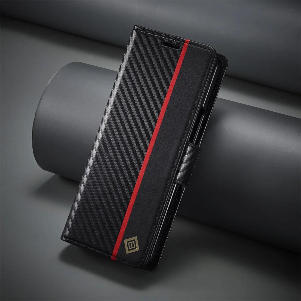Lüks Karbon Fiber PU Deri Kapa - Leather Wallet Card Holder Phone Cover incelemesi ve fiyatı