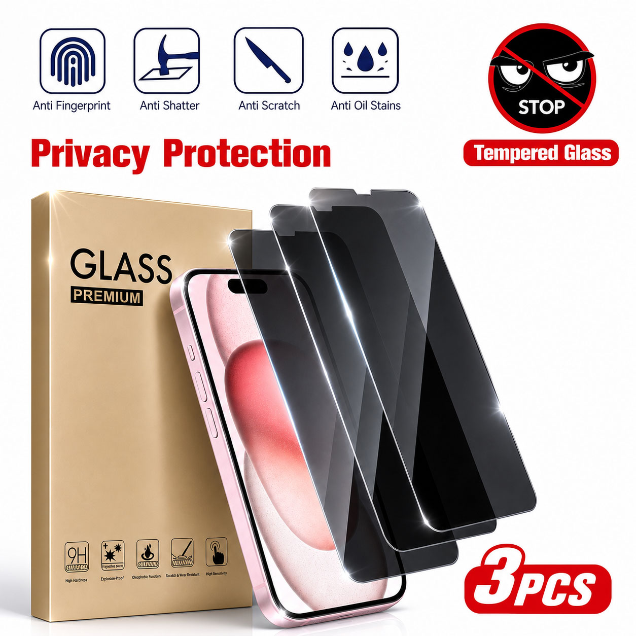 3 adet Gizlilik Ekran Koruyucu - Anti Spy Privacy Glass Case incelemesi ve fiyatı