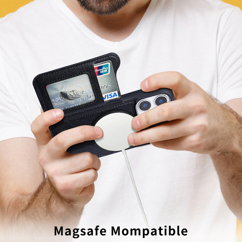 Magsafe Manyetik Kapaklı Deri  - Leather Wallet Card Holder Phone Cover incelemesi ve fiyatı