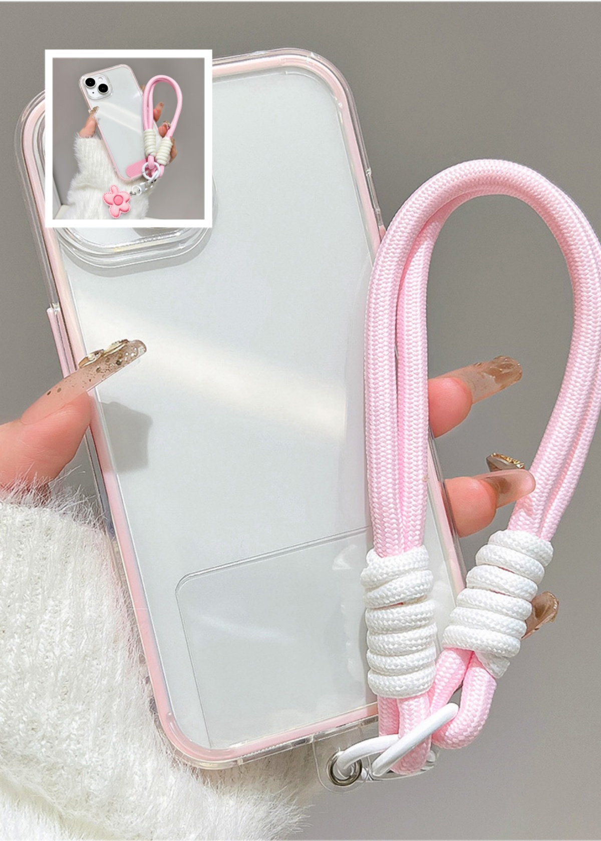 Lüks Şeker Renkli Kordonlu Tel - Clear Shockproof Bumper Case incelemesi ve fiyatı