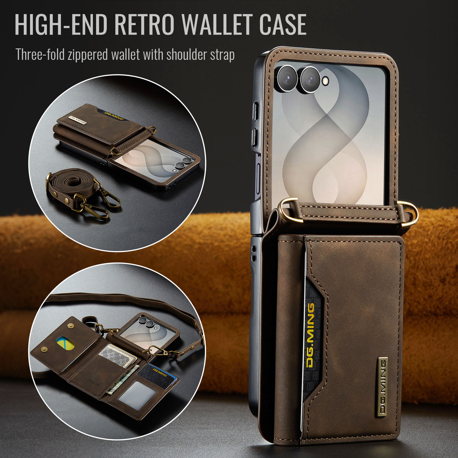 Samsung Galaxy Z Flip 8 7 6 5  - Leather Wallet Card Holder Phone Cover incelemesi ve fiyatı